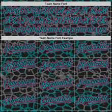 Load image into Gallery viewer, Custom Black Teal-Pink Abstract Network 3D Pattern Design Bomber Full-Snap Varsity Letterman Hoodie Jacket
