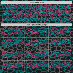 Custom Black Teal-Pink Abstract Network 3D Pattern Design Bomber Full-Snap Varsity Letterman Hoodie Jacket