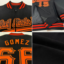 Load image into Gallery viewer, Custom Black Royal-Red Bomber Varsity Letterman Two Tone Zipper Jacket
