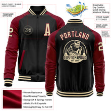 Load image into Gallery viewer, Custom Black Cream-Crimson Bomber Varsity Letterman Two Tone Zipper Jacket
