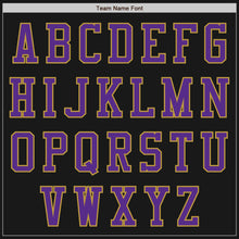 Load image into Gallery viewer, Custom Black Old Gold-Purple Bomber Varsity Letterman Two Tone Zipper Jacket
