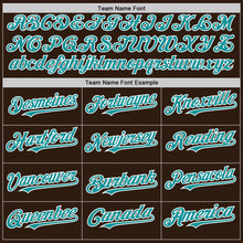 Load image into Gallery viewer, Custom Brown Teal-White Bomber Full-Snap Varsity Letterman Hoodie Jacket
