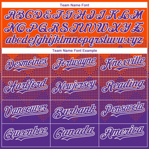 Custom Orange Purple-White Gradient Square Shape 3D Pattern Design Bomber Full-Snap Varsity Letterman Hoodie Jacket