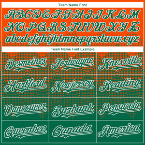 Custom Orange Kelly Green-White Gradient Square Shape 3D Pattern Design Bomber Full-Snap Varsity Letterman Hoodie Jacket