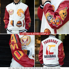 Load image into Gallery viewer, Custom Navy Thunder Blue-White Christmas 3D Bomber Full-Snap Varsity Letterman Jacket
