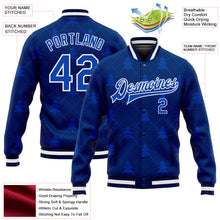 Load image into Gallery viewer, Custom Navy Thunder Blue-White Christmas 3D Bomber Full-Snap Varsity Letterman Jacket
