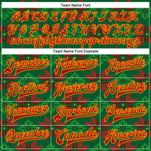 Load image into Gallery viewer, Custom Green Red-Gold Christmas 3D Bomber Full-Snap Varsity Letterman Jacket
