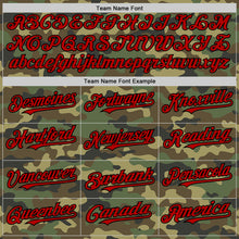 Load image into Gallery viewer, Custom Camo Red-Black Bomber Full-Snap Varsity Letterman Salute To Service Hoodie Jacket
