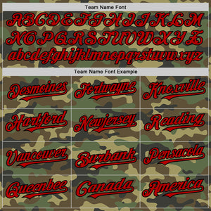 Custom Camo Red-Black Bomber Full-Snap Varsity Letterman Salute To Service Hoodie Jacket