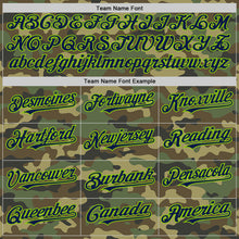 Load image into Gallery viewer, Custom Camo Navy-Neon Green Bomber Full-Snap Varsity Letterman Salute To Service Hoodie Jacket
