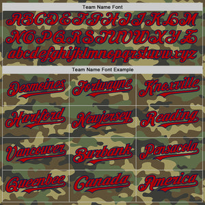 Custom Camo Red-Navy Bomber Full-Snap Varsity Letterman Salute To Service Hoodie Jacket