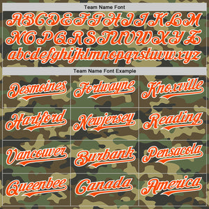 Custom Camo Orange-White Bomber Full-Snap Varsity Letterman Salute To Service Hoodie Jacket