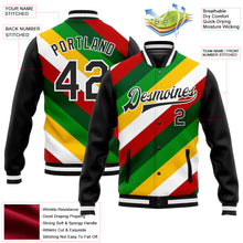 Load image into Gallery viewer, Custom Black White Christmas 3D Bomber Full-Snap Varsity Letterman Jacket
