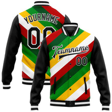 Load image into Gallery viewer, Custom Black White Christmas 3D Bomber Full-Snap Varsity Letterman Jacket
