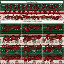 Load image into Gallery viewer, Custom Green Red-Black Christmas 3D Bomber Full-Snap Varsity Letterman Jacket
