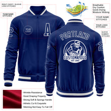 Load image into Gallery viewer, Custom Royal White Bomber Varsity Letterman Zipper Jacket
