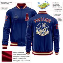 Load image into Gallery viewer, Custom Royal Maroon-Cream Bomber Varsity Letterman Zipper Jacket
