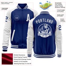 Load image into Gallery viewer, Custom Royal White Bomber Varsity Letterman Two Tone Zipper Jacket
