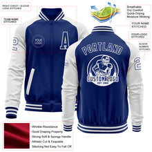 Load image into Gallery viewer, Custom Royal White Bomber Varsity Letterman Two Tone Zipper Jacket
