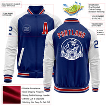 Load image into Gallery viewer, Custom Royal Red-White Bomber Varsity Letterman Two Tone Zipper Jacket
