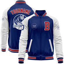 Load image into Gallery viewer, Custom Royal Red-White Bomber Varsity Letterman Two Tone Zipper Jacket
