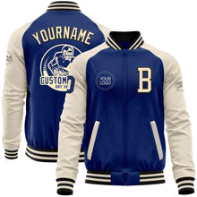 Load image into Gallery viewer, Custom Royal Cream-Black Bomber Varsity Letterman Two Tone Zipper Jacket
