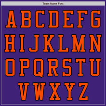 Load image into Gallery viewer, Custom Purple Orange-Black Bomber Varsity Letterman Two Tone Zipper Jacket
