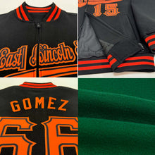 Load image into Gallery viewer, Custom Kelly Green White-Gray Bomber Varsity Letterman Zipper Jacket
