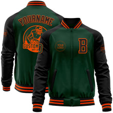 Load image into Gallery viewer, Custom Green Black-Orange Bomber Varsity Letterman Two Tone Zipper Jacket
