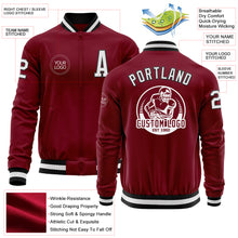 Load image into Gallery viewer, Custom Crimson White-Black Bomber Varsity Letterman Zipper Jacket
