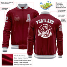 Load image into Gallery viewer, Custom Crimson Gray-White Bomber Varsity Letterman Zipper Jacket
