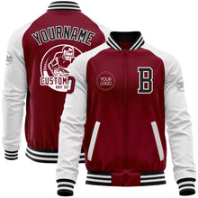 Load image into Gallery viewer, Custom Crimson Black-White Bomber Varsity Letterman Two Tone Zipper Jacket
