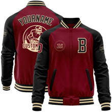 Load image into Gallery viewer, Custom Crimson Black-Cream Bomber Varsity Letterman Two Tone Zipper Jacket
