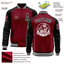 Load image into Gallery viewer, Custom Crimson Black-White Bomber Varsity Letterman Two Tone Zipper Jacket
