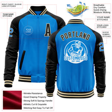 Load image into Gallery viewer, Custom Powder Blue Cream-Black Bomber Varsity Letterman Two Tone Zipper Jacket
