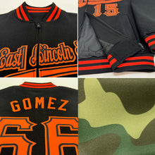 Load image into Gallery viewer, Custom Camo Black-White Bomber Varsity Letterman Salute To Service Zipper Jacket
