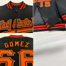 Load image into Gallery viewer, Custom White Navy-Orange Bomber Varsity Letterman Two Tone Zipper Jacket
