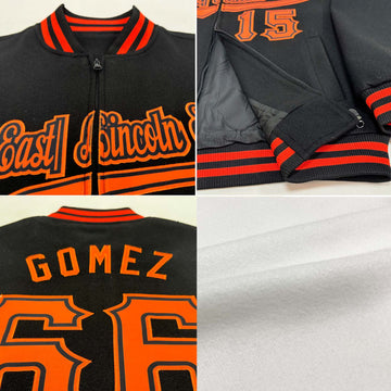 Custom White Royal-Orange Bomber Varsity Letterman Two Tone Zipper Jacket