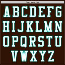 Load image into Gallery viewer, Custom Brown White-Aqua Bomber Varsity Letterman Zipper Jacket
