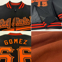 Load image into Gallery viewer, Custom Texas Orange White-Kelly Green Bomber Varsity Letterman Zipper Jacket
