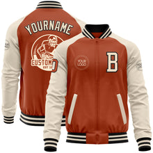 Load image into Gallery viewer, Custom Texas Orange Black-Cream Bomber Varsity Letterman Two Tone Zipper Jacket
