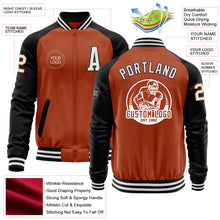 Load image into Gallery viewer, Custom Texas Orange White-Black Bomber Varsity Letterman Two Tone Zipper Jacket
