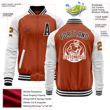 Load image into Gallery viewer, Custom Texas Orange Black-White Bomber Varsity Letterman Two Tone Zipper Jacket
