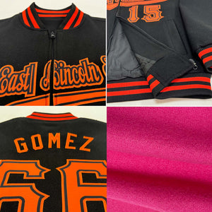 Custom Pink Black-White Bomber Varsity Letterman Zipper Jacket