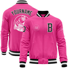 Load image into Gallery viewer, Custom Pink Black-White Bomber Varsity Letterman Zipper Jacket
