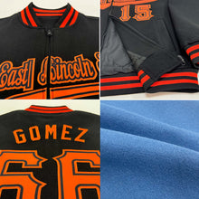 Load image into Gallery viewer, Custom Light Blue Black-Pink Bomber Varsity Letterman Two Tone Zipper Jacket
