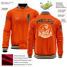 Load image into Gallery viewer, Custom Orange Vintage USA Flag Black-Cream Bomber Varsity Letterman Zipper Jacket
