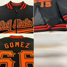 Load image into Gallery viewer, Custom Cream Orange-Black Bomber Varsity Letterman Zipper Jacket
