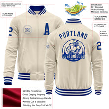 Load image into Gallery viewer, Custom Cream Royal-White Bomber Varsity Letterman Zipper Jacket
