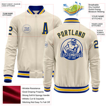 Load image into Gallery viewer, Custom Cream Royal Yellow-White Bomber Varsity Letterman Zipper Jacket
